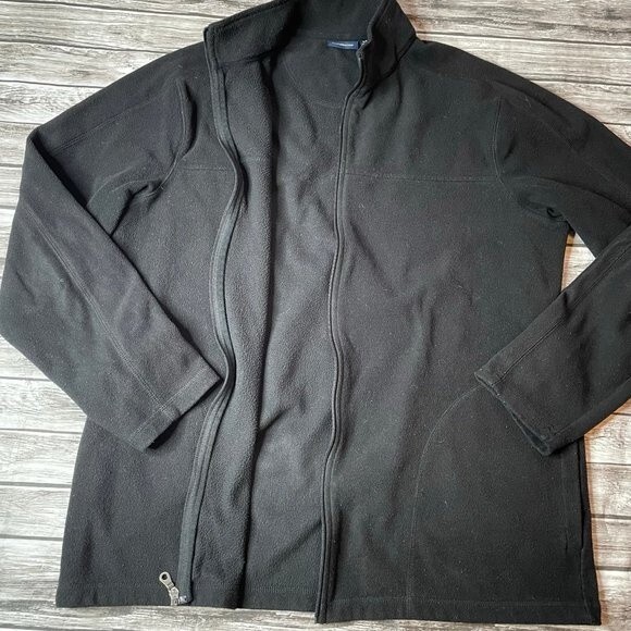 Croft & Barrow Fleece Jacket Black L LG Large Tall LT Full Zipper Zip Warm Cozy - Picture 2 of 10